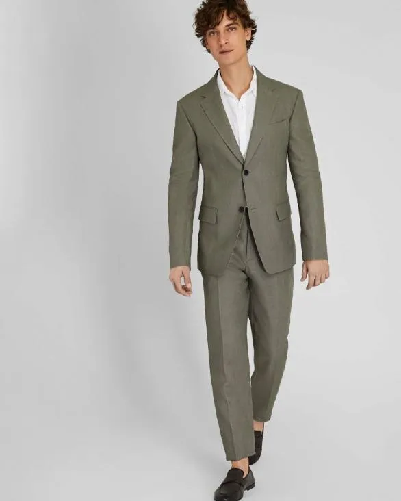 Club Monaco Blazers and Suiting Linen Suit Blazer Olive 8211 Men
