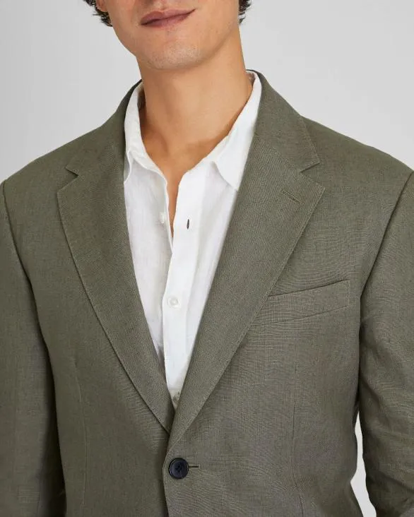 Club Monaco Blazers and Suiting Linen Suit Blazer Olive 8211 Men