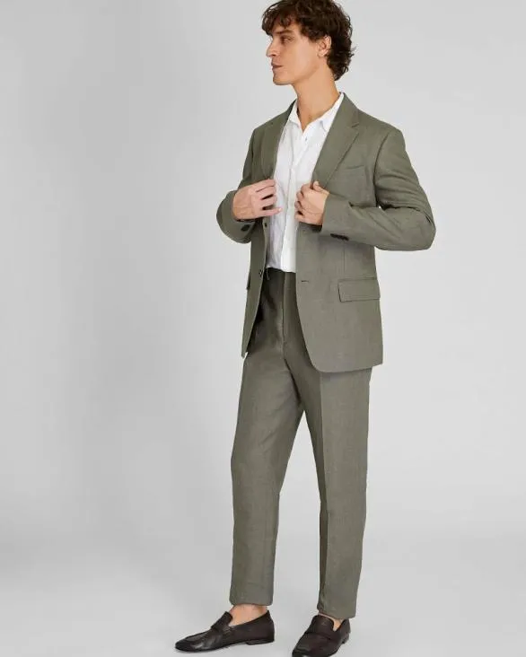 Club Monaco Blazers and Suiting Linen Suit Blazer Olive 8211 Men