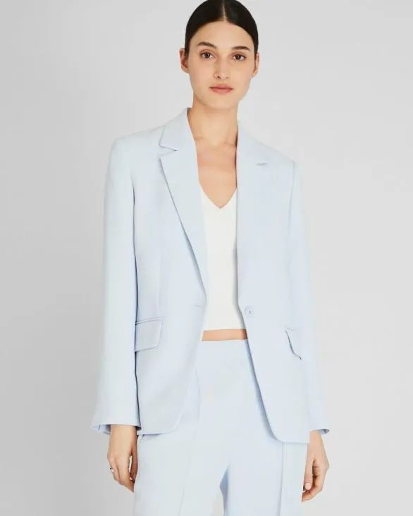 Club Monaco Blazers and Suiting Relaxed SingleBreasted Crepe Blazer Sky Light 8211 Women