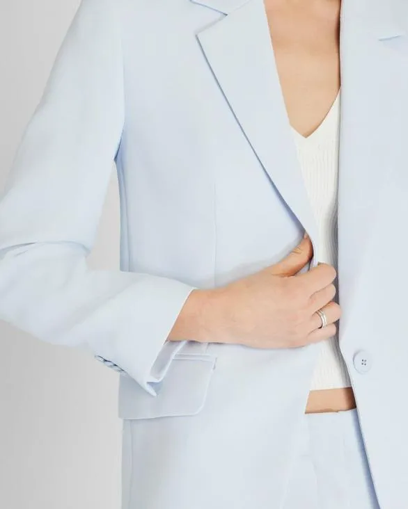 Club Monaco Blazers and Suiting Relaxed SingleBreasted Crepe Blazer Sky Light 8211 Women