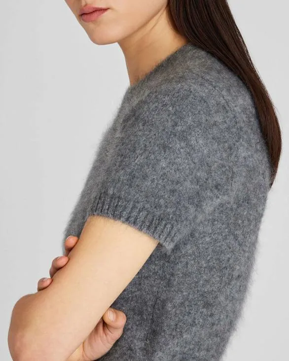 Club Monaco Cashmere Brushed Cashmere ShortSleeve Sweater Medium Heather Grey 8211 Women