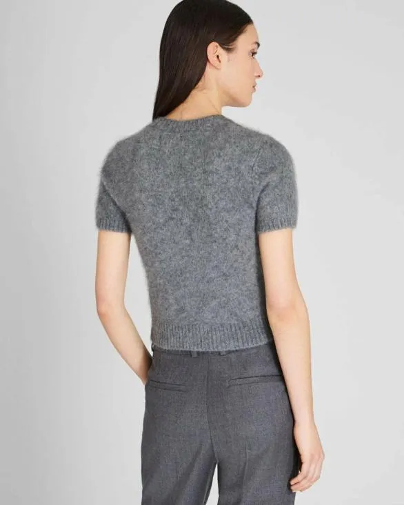 Club Monaco Cashmere Brushed Cashmere ShortSleeve Sweater Medium Heather Grey 8211 Women