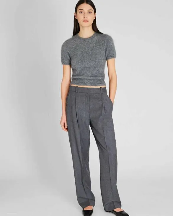 Club Monaco Cashmere Brushed Cashmere ShortSleeve Sweater Medium Heather Grey 8211 Women