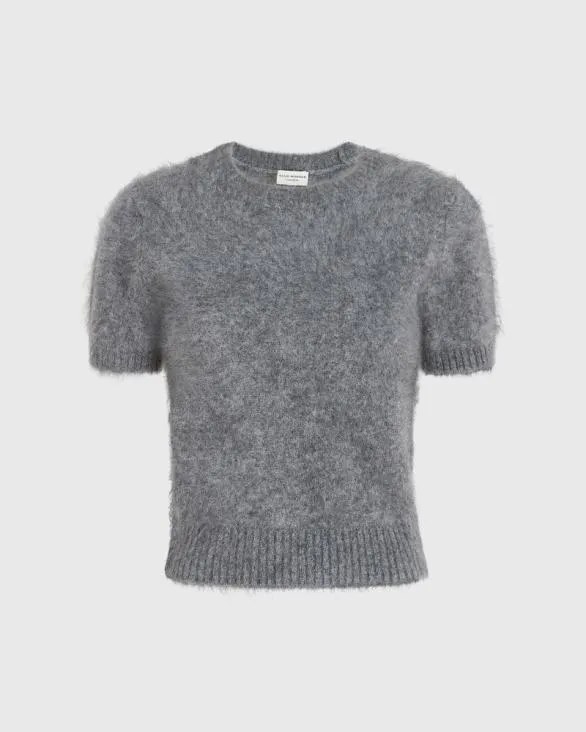 Club Monaco Cashmere Brushed Cashmere ShortSleeve Sweater Medium Heather Grey 8211 Women