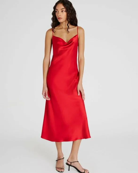 Club Monaco Dresses and Jumpsuits Cowl Neck Silk Midi Dress Red 8211 Women