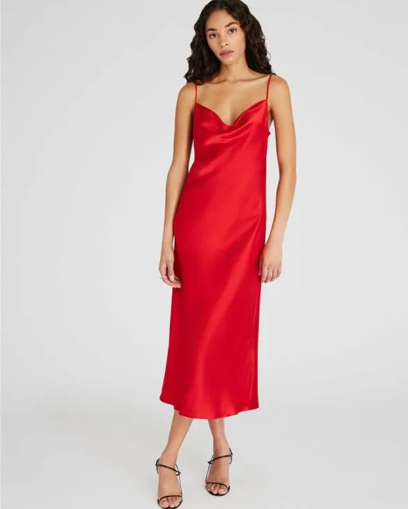 Club Monaco Dresses and Jumpsuits Cowl Neck Silk Midi Dress Red 8211 Women