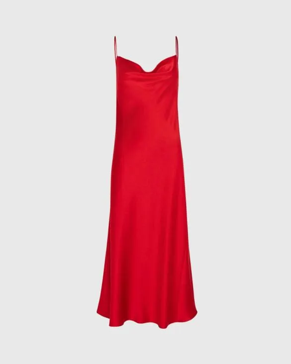 Club Monaco Dresses and Jumpsuits Cowl Neck Silk Midi Dress Red 8211 Women