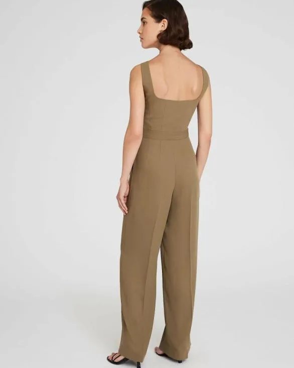Club Monaco Dresses and Jumpsuits Crepe SquareNeck Jumpsuit Olive Pit 8211 Women