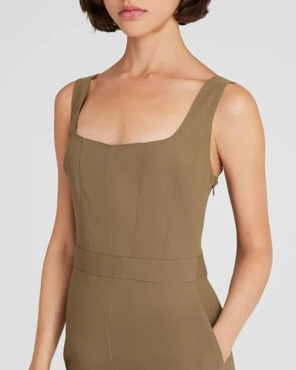 Club Monaco Dresses and Jumpsuits Crepe SquareNeck Jumpsuit Olive Pit 8211 Women