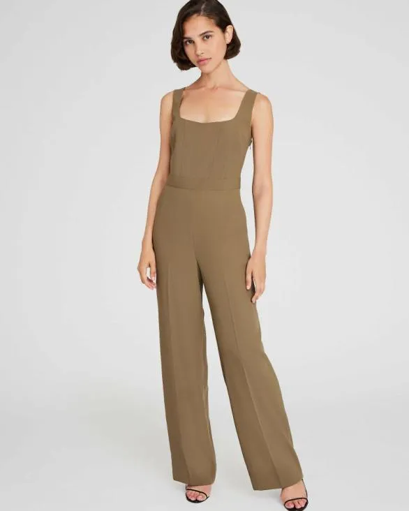 Club Monaco Dresses and Jumpsuits Crepe SquareNeck Jumpsuit Olive Pit 8211 Women