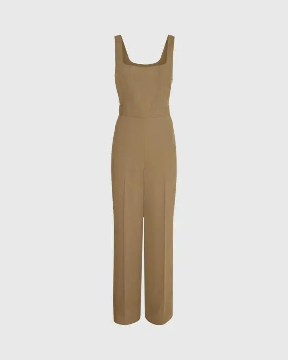 Club Monaco Dresses and Jumpsuits Crepe SquareNeck Jumpsuit Olive Pit 8211 Women