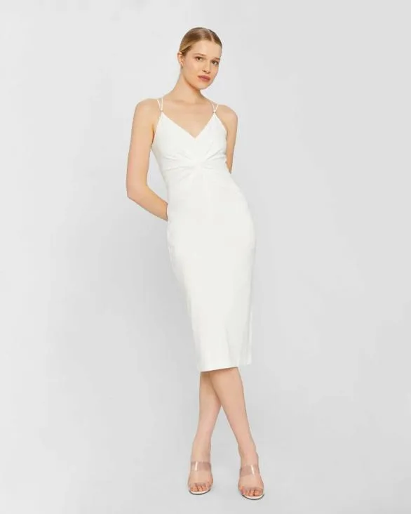 Club Monaco Dresses and Jumpsuits Front Twist Midi Dress White 8211 Women