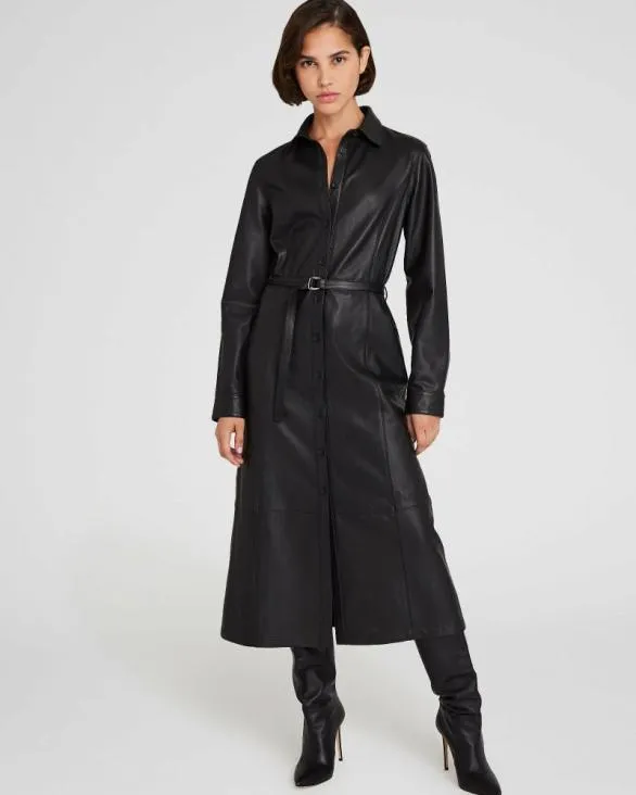 Club Monaco Dresses and Jumpsuits Leather Midi Shirt Dress Black 8211 Women