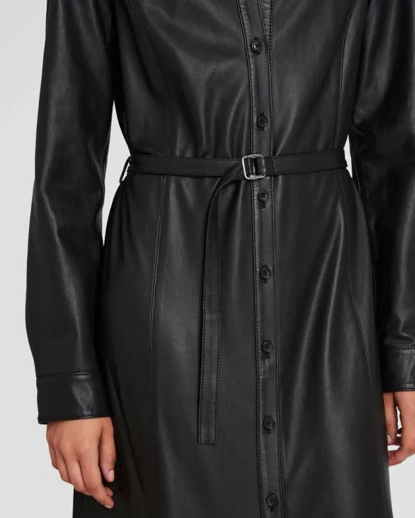 Club Monaco Dresses and Jumpsuits Leather Midi Shirt Dress Black 8211 Women