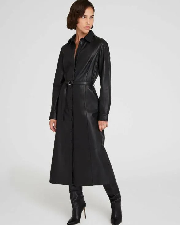 Club Monaco Dresses and Jumpsuits Leather Midi Shirt Dress Black 8211 Women