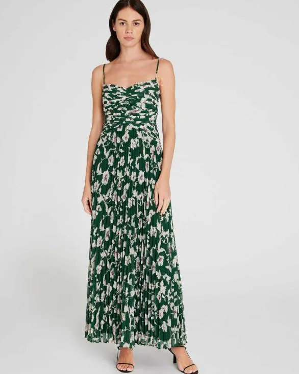Club Monaco Dresses and Jumpsuits Pleated Occasion Maxi Dress Green Base 8211 Women