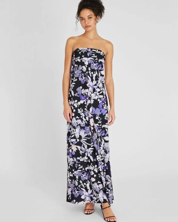 Club Monaco Dresses and Jumpsuits Strapless Printed Maxi Dress Purple Mix 8211 Women
