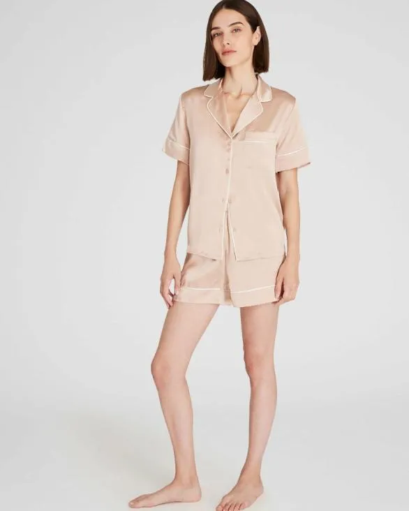Club Monaco Loungewear Silk ShortSleeve Pajama Set Dusty Rose 8211 Women