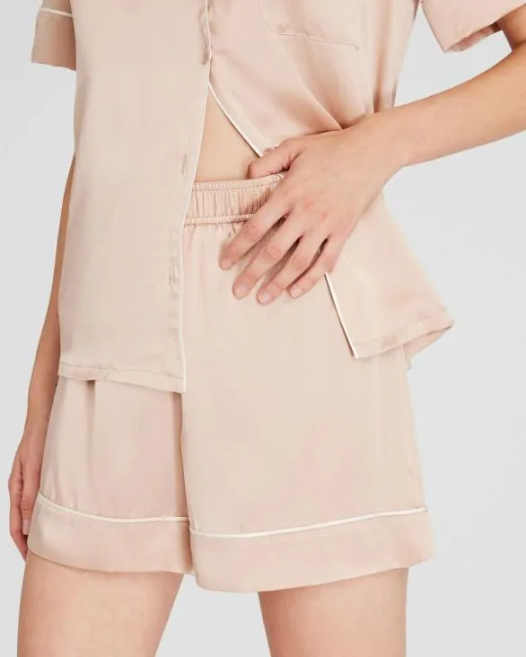 Club Monaco Loungewear Silk ShortSleeve Pajama Set Dusty Rose 8211 Women