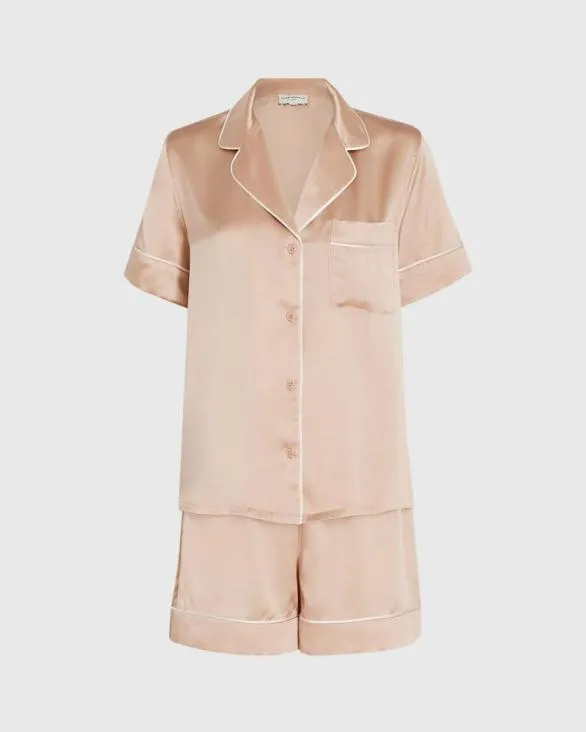 Club Monaco Loungewear Silk ShortSleeve Pajama Set Dusty Rose 8211 Women