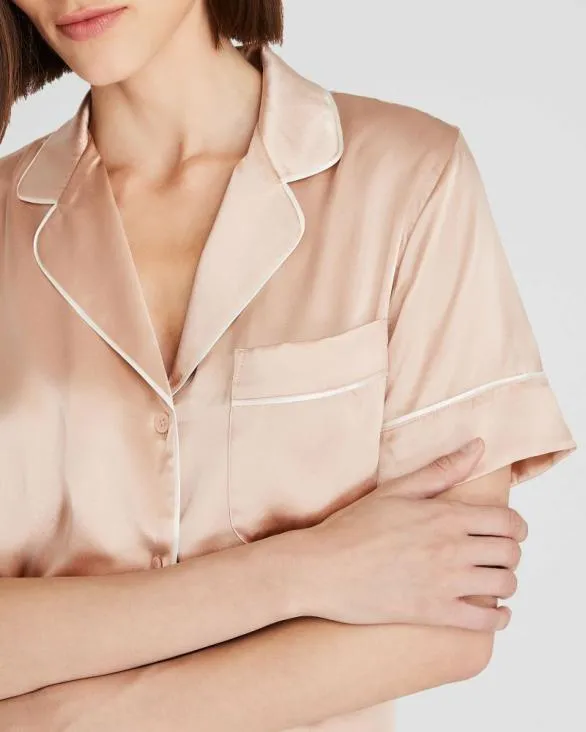 Club Monaco Loungewear Silk ShortSleeve Pajama Set Dusty Rose 8211 Women
