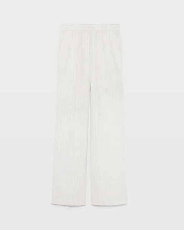 Club Monaco Pants Pinstripe Pleated Linen Blend Trouser Ivory Mix 8211 Women
