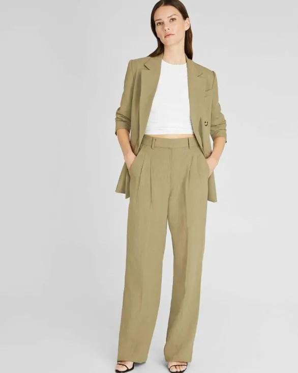 Club Monaco Pants Pleated Lightweight Trouser Thyme 8211 Women