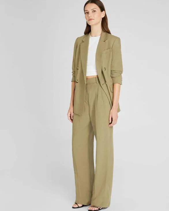 Club Monaco Pants Pleated Lightweight Trouser Thyme 8211 Women