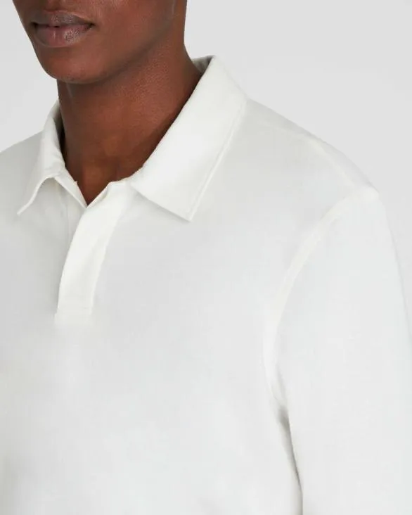 Club Monaco Polos LongSleeve Brushed Cotton Polo Cream 8211 Men