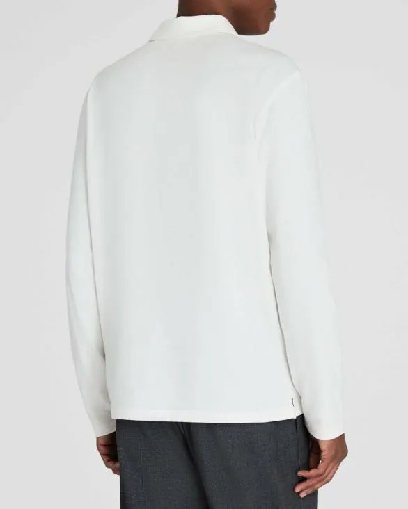 Club Monaco Polos LongSleeve Brushed Cotton Polo Cream 8211 Men