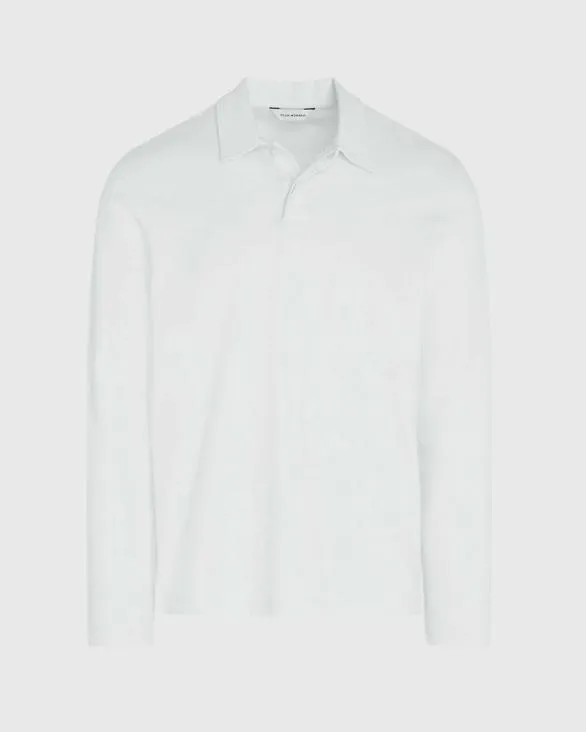 Club Monaco Polos LongSleeve Brushed Cotton Polo Cream 8211 Men