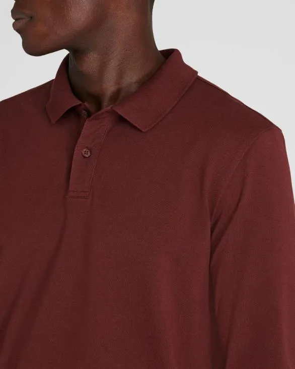 Club Monaco Polos Long Sleeve Clean Piqu Polo Burgundy 8211 Men