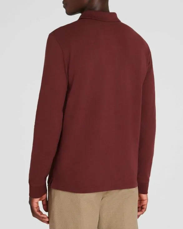 Club Monaco Polos Long Sleeve Clean Piqu Polo Burgundy 8211 Men