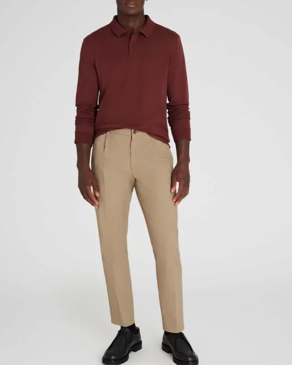 Club Monaco Polos Long Sleeve Clean Piqu Polo Burgundy 8211 Men