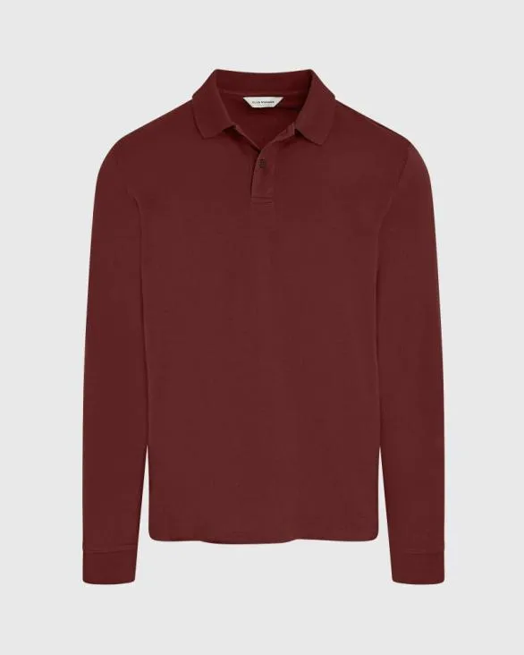 Club Monaco Polos Long Sleeve Clean Piqu Polo Burgundy 8211 Men