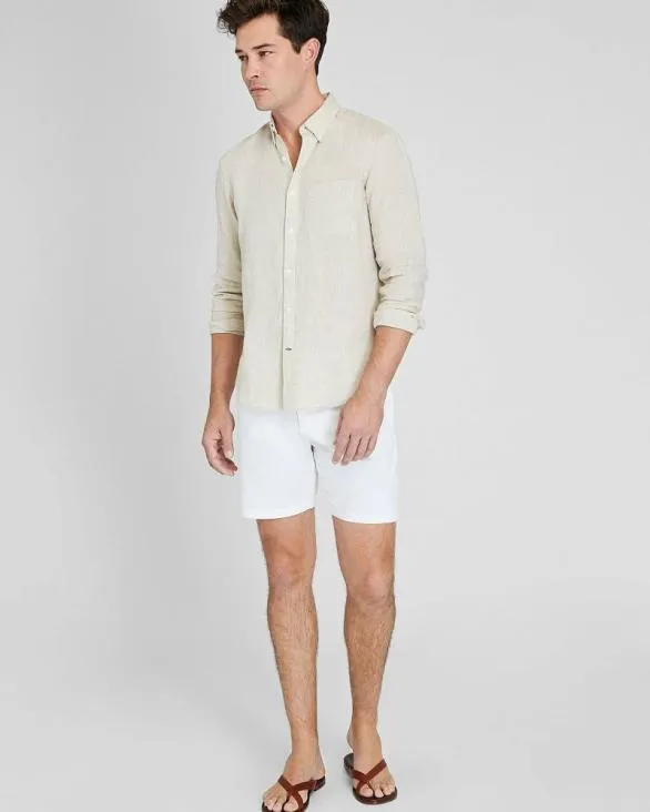 Club Monaco Shirts Long Sleeve Solid Linen Shirt Natural 8211 Men