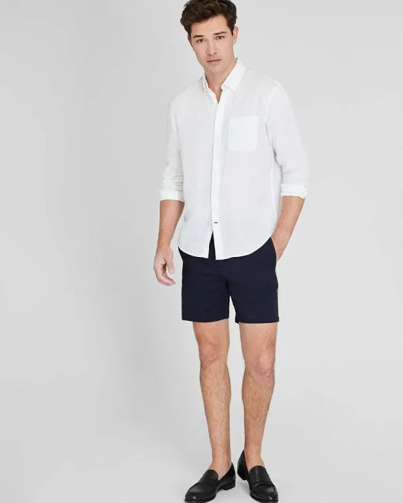 Club Monaco Shirts LongSleeve Solid Linen Shirt White 8211 Men