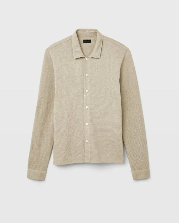 Club Monaco Shirts Relaxed Waffle Knit Shirt Light Tan Mix 8211 Men