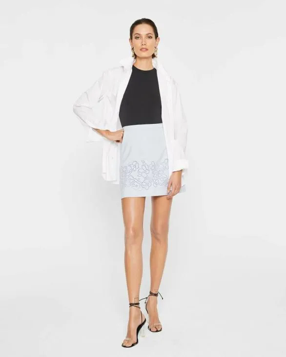 Club Monaco Skirts Embroidered Eyelet Mini Skirt Blue Haze 8211 Women