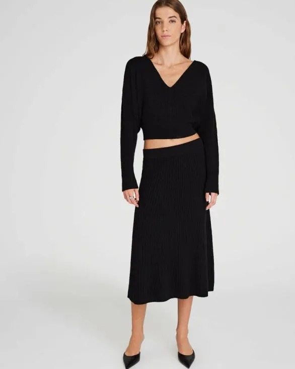 Club Monaco Skirts Rib Knit Flounce Skirt Black 8211 Women