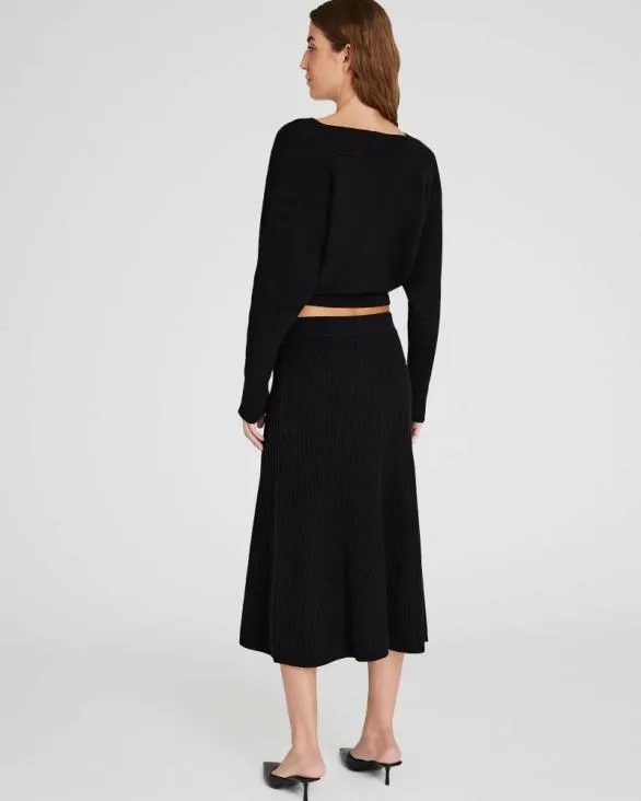 Club Monaco Skirts Rib Knit Flounce Skirt Black 8211 Women