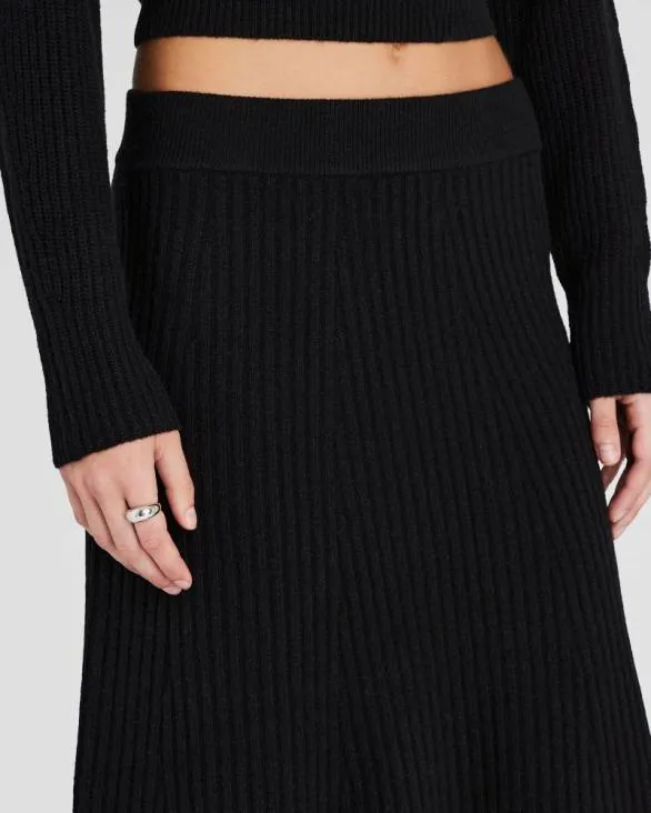 Club Monaco Skirts Rib Knit Flounce Skirt Black 8211 Women