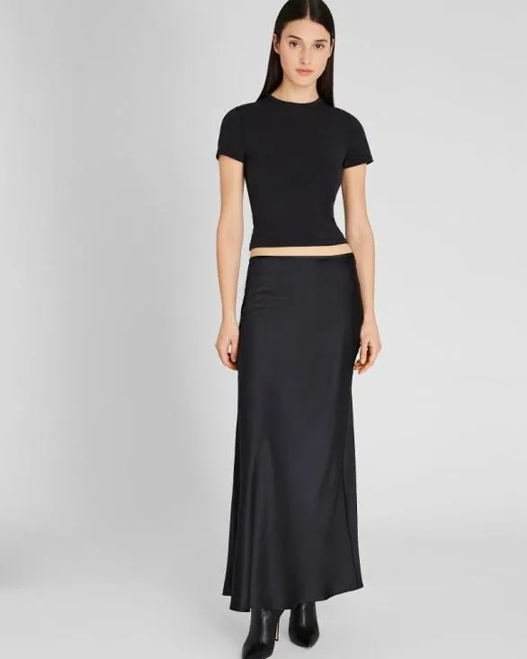 Club Monaco Skirts Silk Charmeuse Maxi Skirt Black 8211 Women