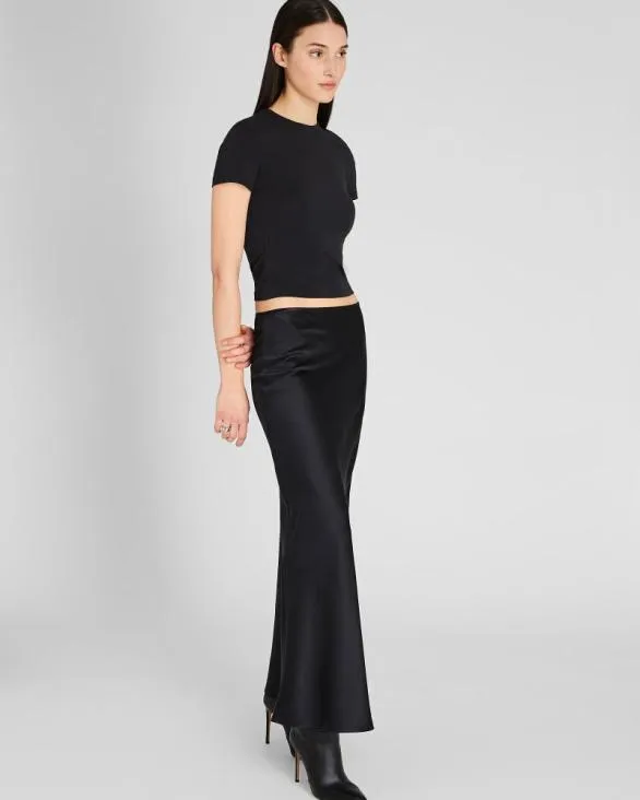Club Monaco Skirts Silk Charmeuse Maxi Skirt Black 8211 Women