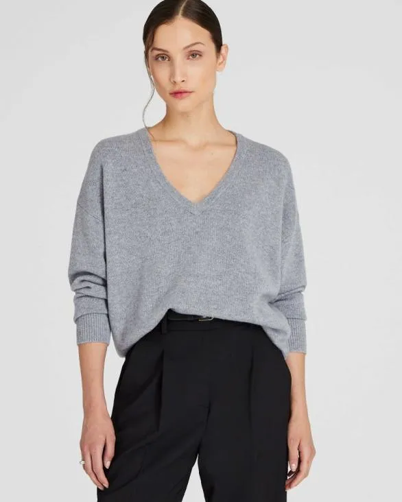 Club Monaco Sweaters Cashmere VNeck Sweater Medium Heather Grey 8211 Women