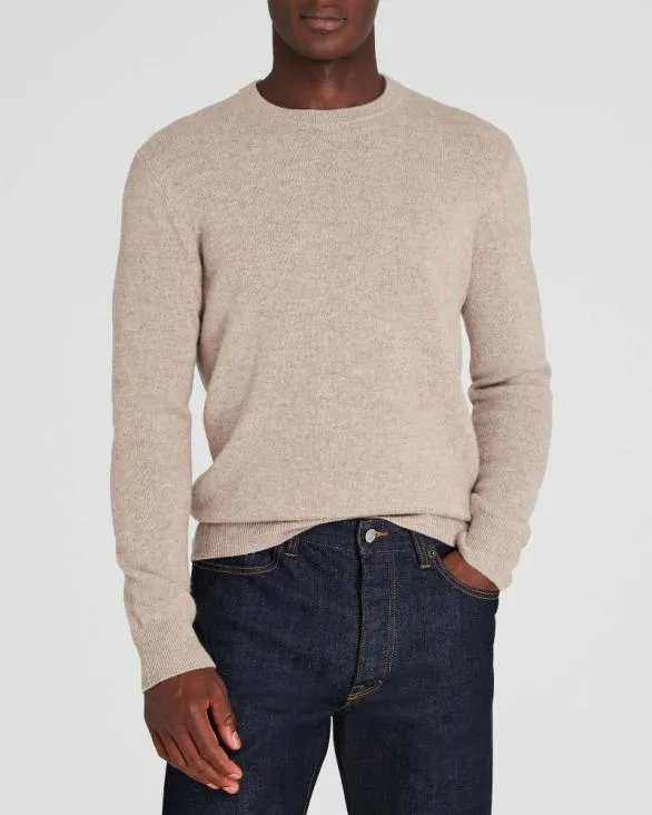 Club Monaco Sweaters Lightweight Cashmere Crewneck Oatmeal Heather 8211 Men