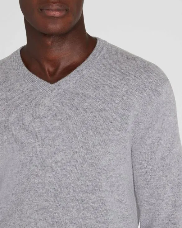 Club Monaco Sweaters Lightweight Cashmere VNeck Sweater Heather Grey 8211 Men