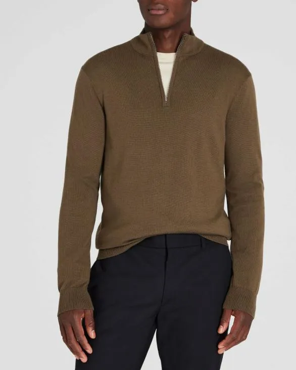 Club Monaco Sweaters Merino QuarterZip Sweater Taupe 8211 Men
