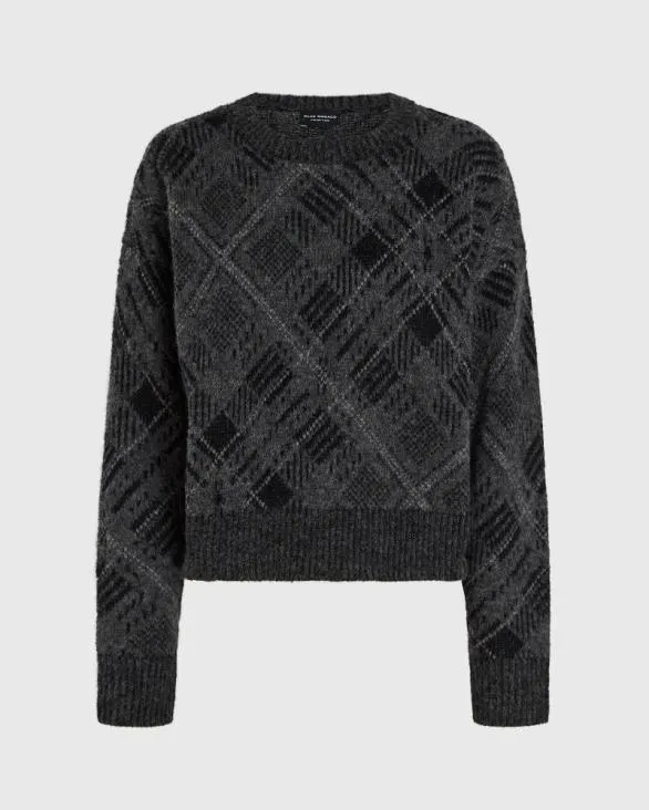 Club Monaco Sweaters Plaid Jacquard Oversized Sweater Grey Mix 8211 Women